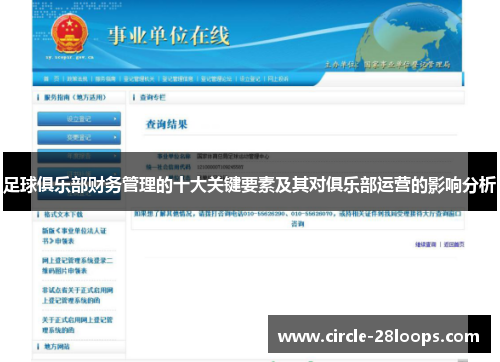 足球俱乐部财务管理的十大关键要素及其对俱乐部运营的影响分析